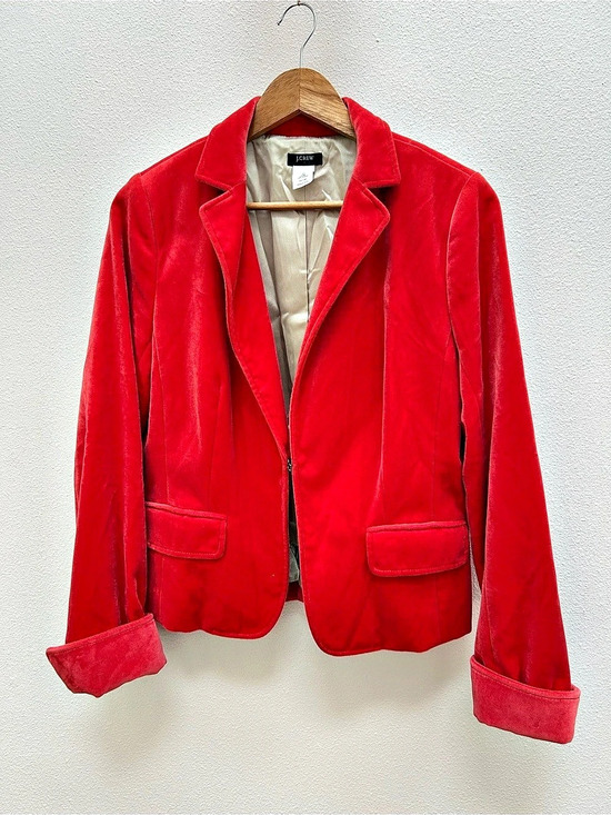 J. Crew Jackets & Blazers - J.Crew Velvet Blazer, Rich Red, Size 10